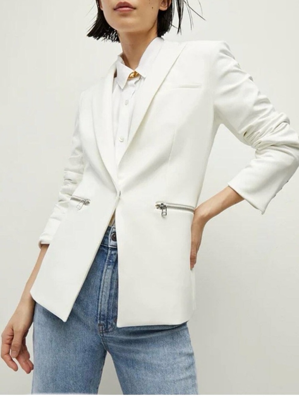 Veronica Beard Scuba Dickey Classic Blazer Jacket White Size 4
